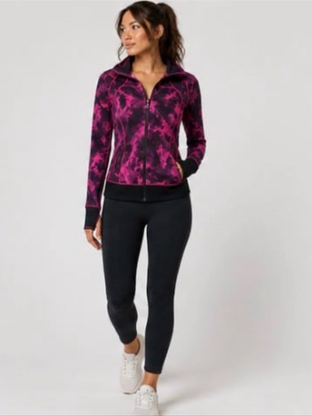 Lululemon Dance Studio Jacket Reversible Pink Black Ink Blot Print Sz 6 - Picture 10 of 12